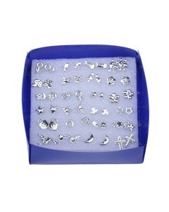 Earring Studs Set 24 Pieces - Silver