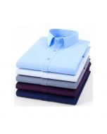 Generic Men's Cotton Office Shirts Long Sleeve , 4 Pieces - White, Blue, Maroon, Black